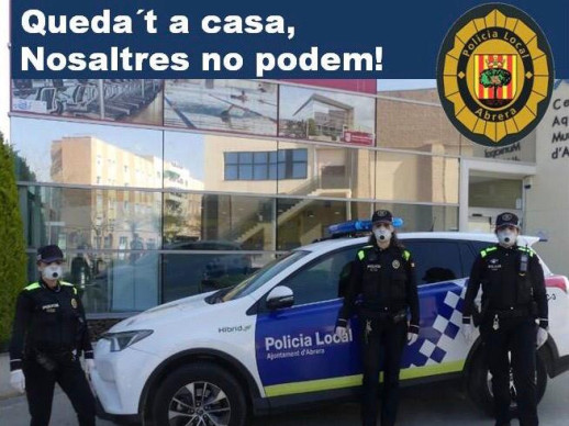 Intensifiquem les tasques del Servei de Seguretat Ciutadana com a mesura de prevenció i contenció del coronavirus. Policia Local d'Abrera