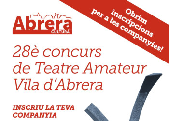 Torna el Concurs de Teatre Amateur Vila d’Abrera, en la seva 28a edició! Les companyies interessades a participar podran formalitzar la seva inscripció fins el dilluns 1 de desembre de 2025 inclòs