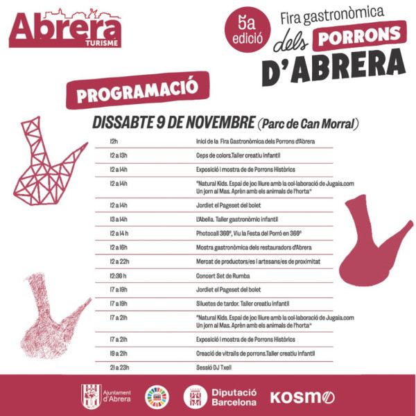 5a Fira Gastronòmica dels Porrons d'Abrera - Programació dissabte 9 de novembre de 2024