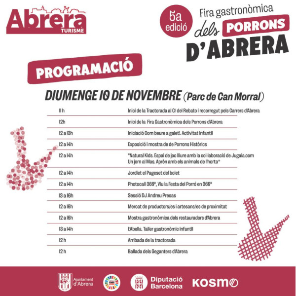 5a Fira Gastronòmica dels Porrons d'Abrera - Programació diumenge 10 de novembre de 2024