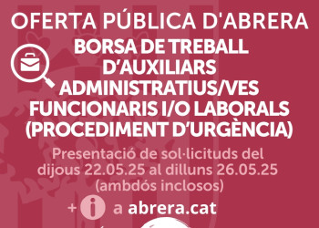 Procés selectiu per a la constitució d'una borsa de treball d'auxiliars administratius/ves funcionaris i/o laborals, mitjançant procediment d'urgència