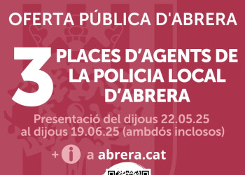 Obrim un procés de selecció de tres places d'agent de Policia Local pel sistema concurs-oposició lliure