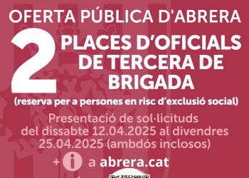 Obrim un procés de selecció per a cobrir dues places d’oficials de tercera de brigada, dins el marc del pla d’ocupació local 2025