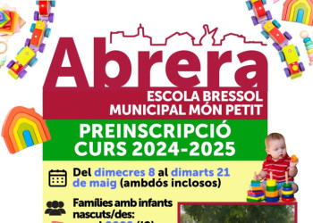 Escola Bressol Municipal Món Petit. Preinscripció curs 2024-2025