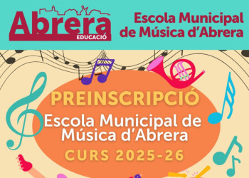 L'Escola Municipal de Música d’Abrera obre les preinscripcions pel curs 2024-2025 del dilluns 5 de maig al divendres 23 de maig (ambdós inclosos)
