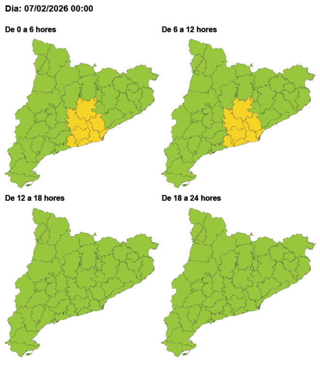 Previsió de vent dissabte 7 de febrer de 2026
