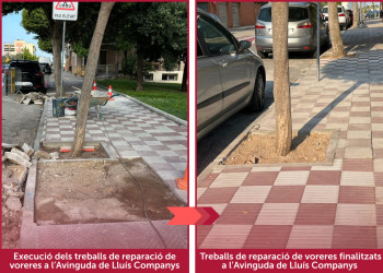 Reparació de voreres a l'Avinguda de Lluís Companys d'Abrera