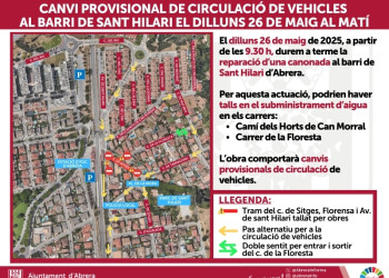Canvi provisional de circulació de vehicles al barri de Sant Hilari el dilluns 26 de maig al matí