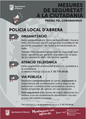 Incrementem les tasques del Servei de Seguretat Ciutadana com a mesura de prevenció i contenció del coronavirus