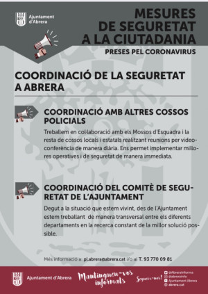 Incrementem les tasques del Servei de Seguretat Ciutadana com a mesura de prevenció i contenció del coronavirus