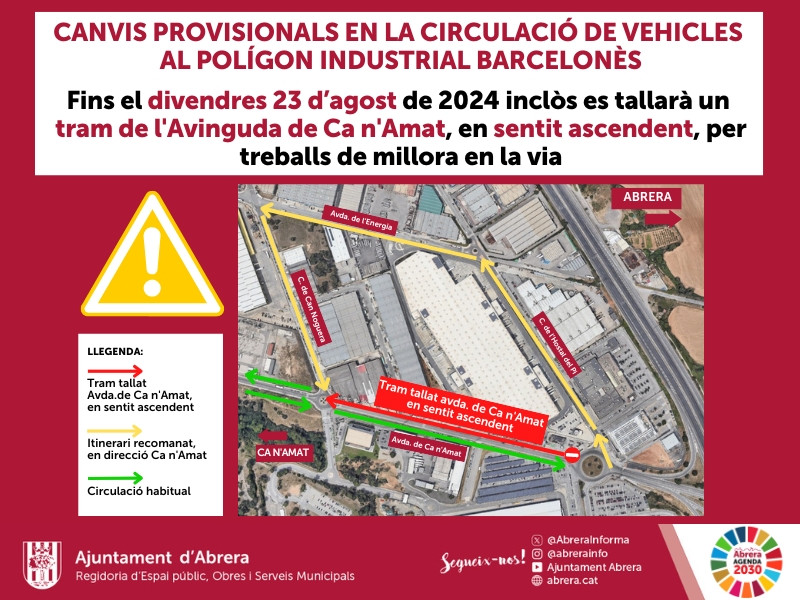 Tall circulació Avinguda Ca n'Amat agost 2024