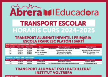 TRANSPORT ESCOLAR - HORARIS CURS 2024-2025