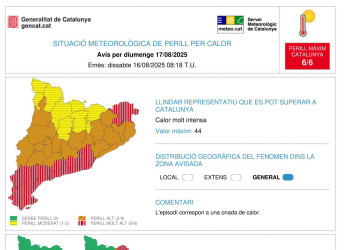 Avís per onada de calor per diumenge 17.05.25