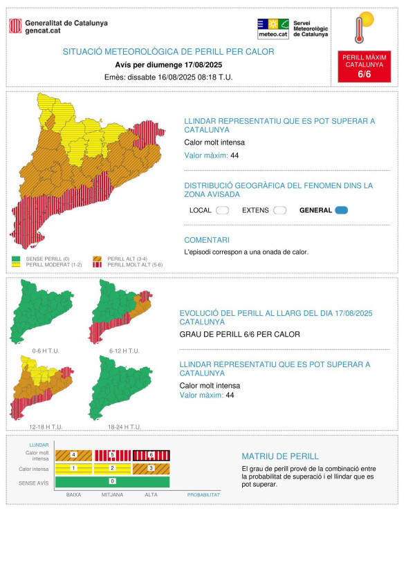 Avís per onada de calor per diumenge 17.05.25