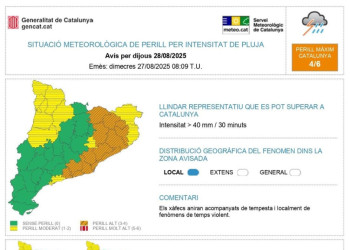 Consells de prevenció davant la previsió de pluges intenses que poden afectar Abrera i la comarca del Baix Llobregat durant el dia de demà dijous 28 d'agost