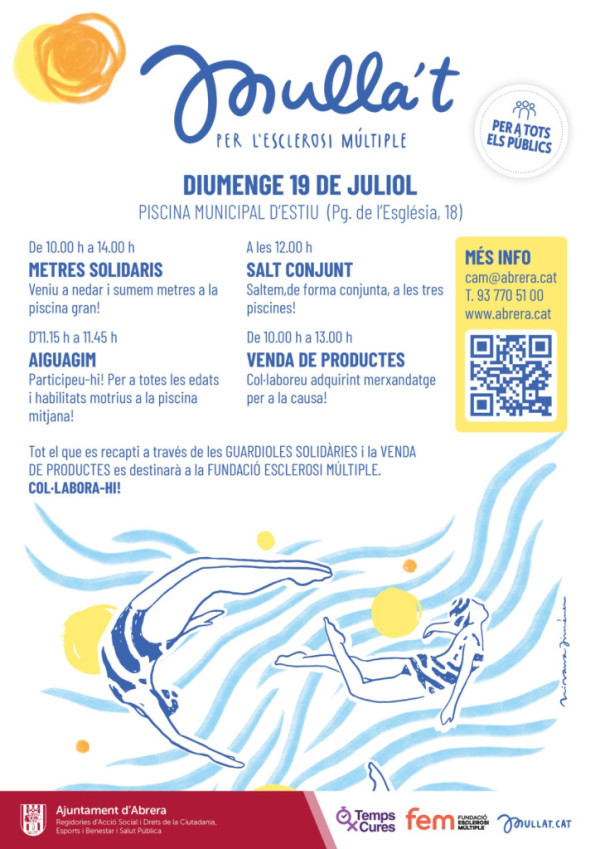 A Abrera, el diumenge 19 de juliol de 2026 ens mullarem per l’esclerosi múltiple a la Piscina Municipal d'Estiu!