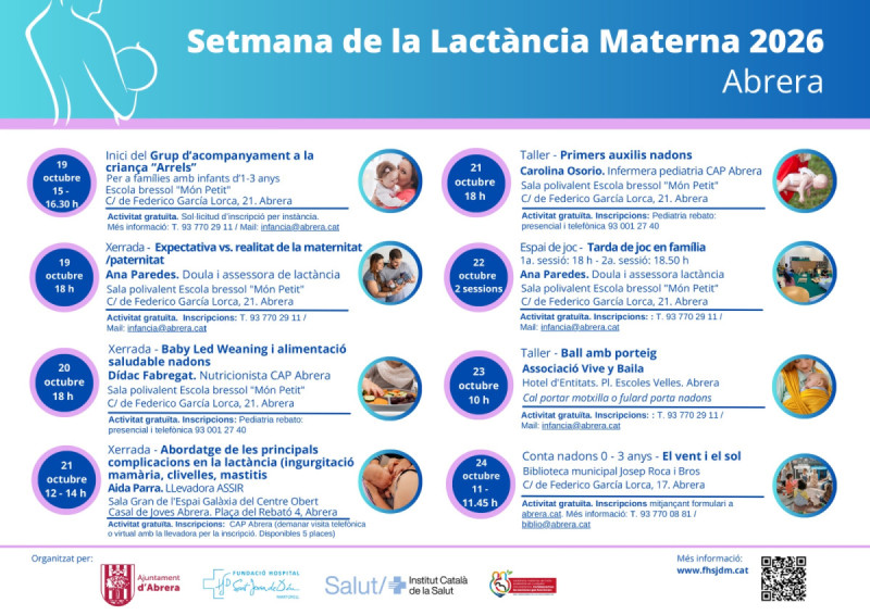 Abrera se suma, un any més, a la Setmana de la Lactància Materna amb xerrades, tallers i activitats gratuïtes per a les famílies