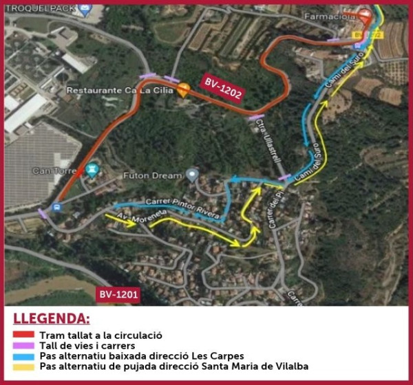 16a Pujada Q8 Santa Maria de Vilalba – Ullastrell: canvis provisionals de circulació